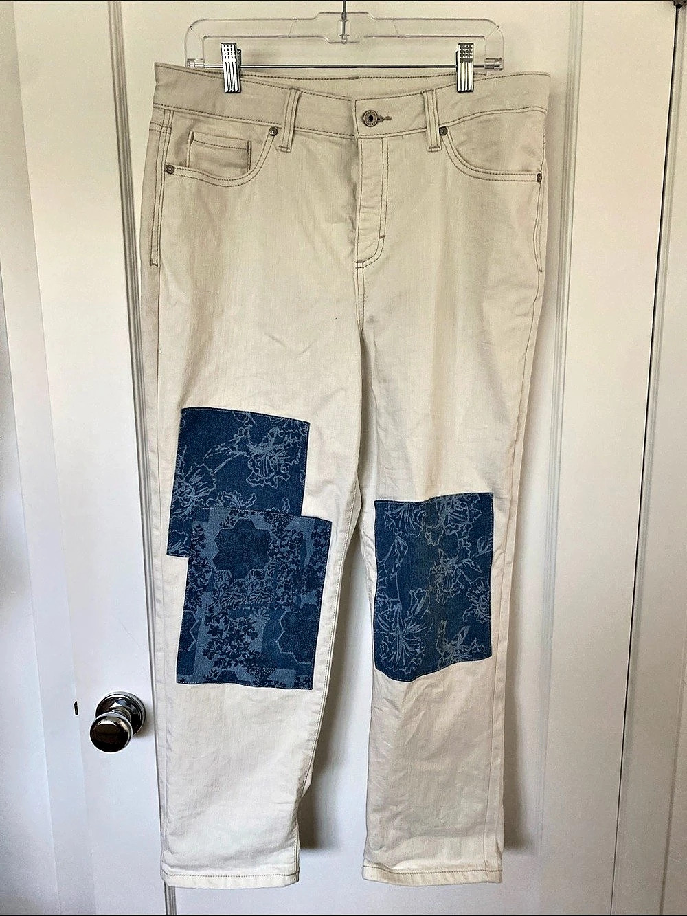 Style&Co. Straight Leg. Floral Patch Jeans Size 16P